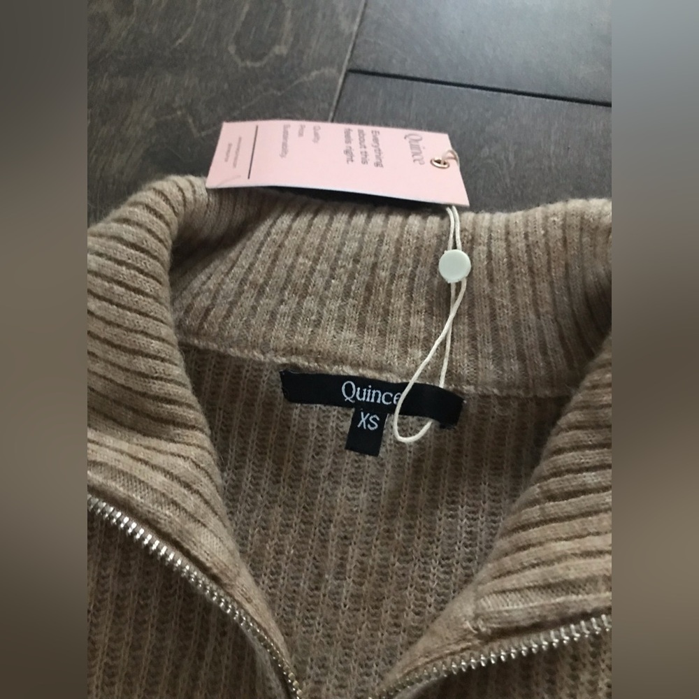 Quince Baby Alpaca-Wool Quarter Zip in Camel - XS - NWT - Picture 5 of 8